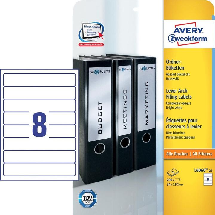 Immagine prodotto Avery L4760-25 Etichette 38x192 mm