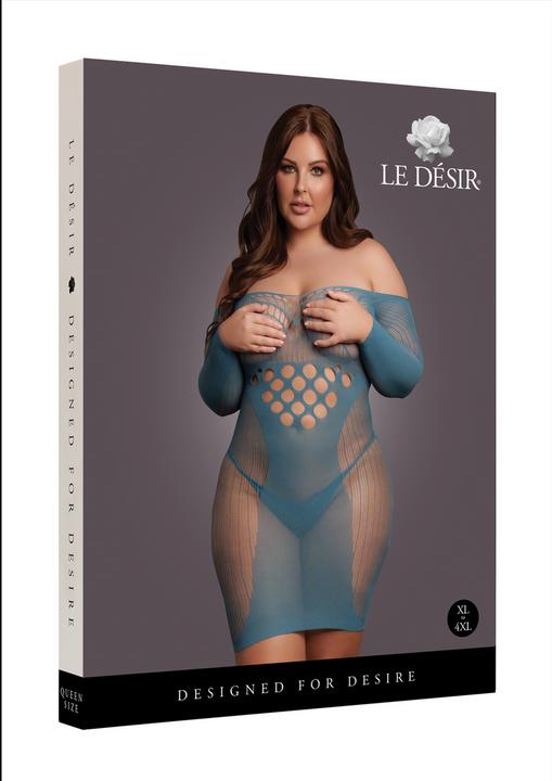 Le Désir Long-Sleeved Net Mini Dress - Queen Size (XL, XXL, 3XL, 4XL)