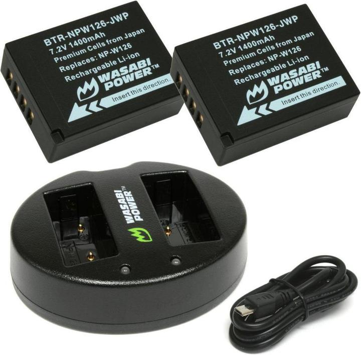 Actual product image Wasabi Power 2 NPW126 batteries and dual charger (Camera battery charger)