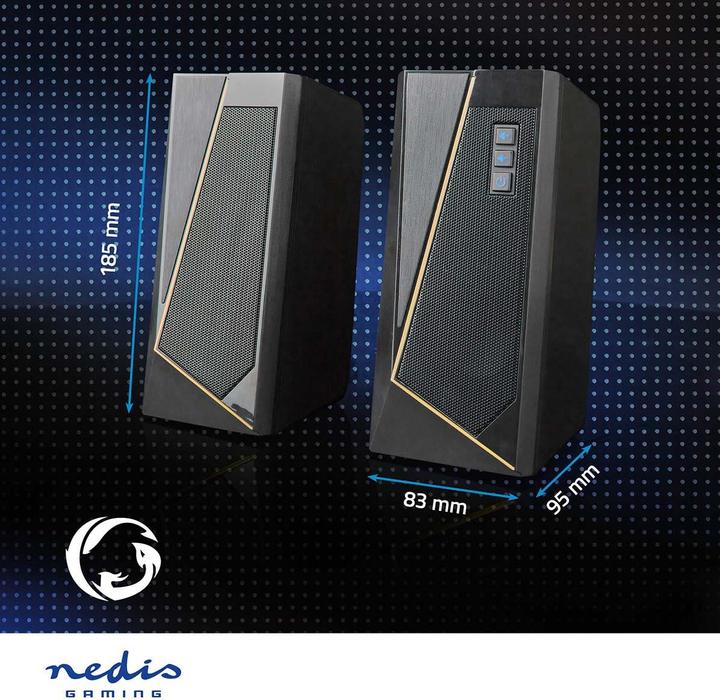 Produktbild Nedis Gaming-Lautsprecher | Lautsprecherkanäle: 2.0 | Stromversorgung über USB | 3.5 mm Stecker | 18