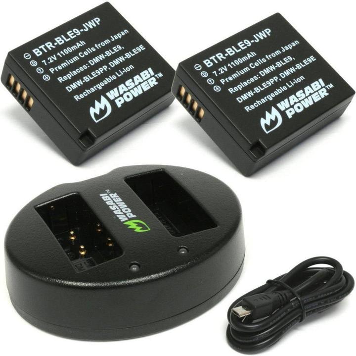 Produktbild Wasabi Power 2 Akkus BLE9 und Dual Ladegerät (Kamera Akku Ladegerät)