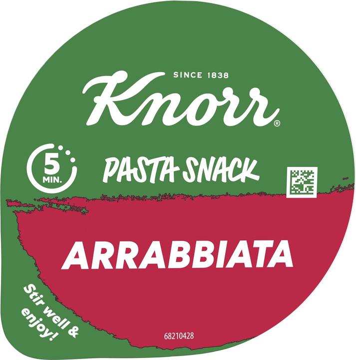 Image du produit Knorr Pasta Snack Arrabbiata Gobelet, Plat cuisiné instantané avec sauce piquante, prêt en 5 minutes (80 g)