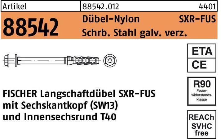 Produktbild Fischer Rahmendübel R 88542 SXR 10x260 FUS Schraube Stahl galv. verz./Dübel-Nylon (50 Stk.)