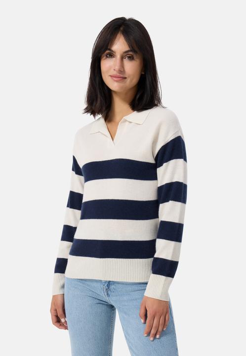 Cash-Mere Kaschmir Pullover mit Polokragen gestreift