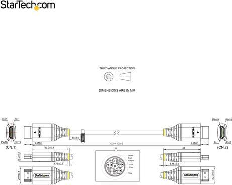 Actual product image StarTech .com 1m Premium Certified HDMI 2.0 Cable (1 m, HDMI)