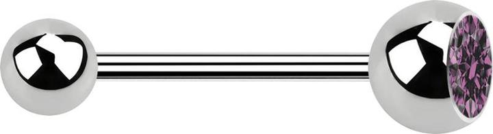Image du produit Star Piercing Micro Barbell argent avec boule et cristal boule violet clair (sans laiton, Acier chirurgical 316L)