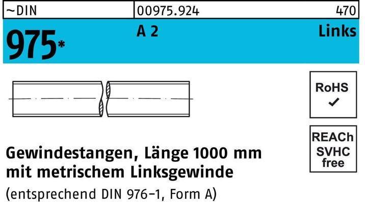 Productafbeelding Draadstang DIN 975 links M 6 -LH x 1000mm A 2