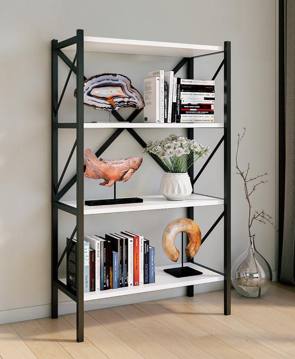 Actual product image VCM Wood Metal Storage Stand Shelf Bookcase Decorative Books Stand Shelf Insasi 4 (66 x 34 x 121 cm)