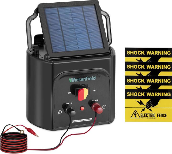 Actual product image Wiesenfield Weidzaungerät Solar Elektrozaungerät 6 V Akku Weidebedarf 15 km 0,8 J