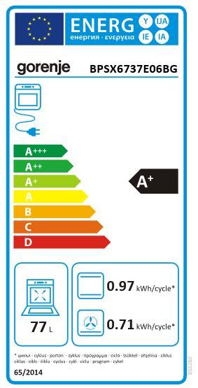 Label énergétique Gorenje Gore Herd Black Steam SET Pyro A+ bk BPSX 6737 E06BG + IT 43 X