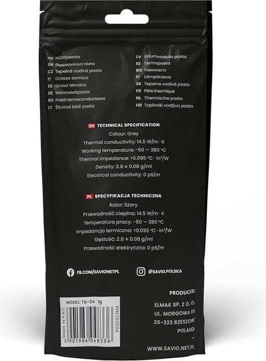 Produktbild Savio TG-04 (14.50 W/m K, 1 g)