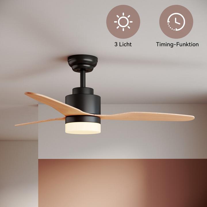 Image du produit SONNI Ventilateur de plafond avec lumière et télécommande, silencieux, 3 températures de couleur, 11 (0 dB)