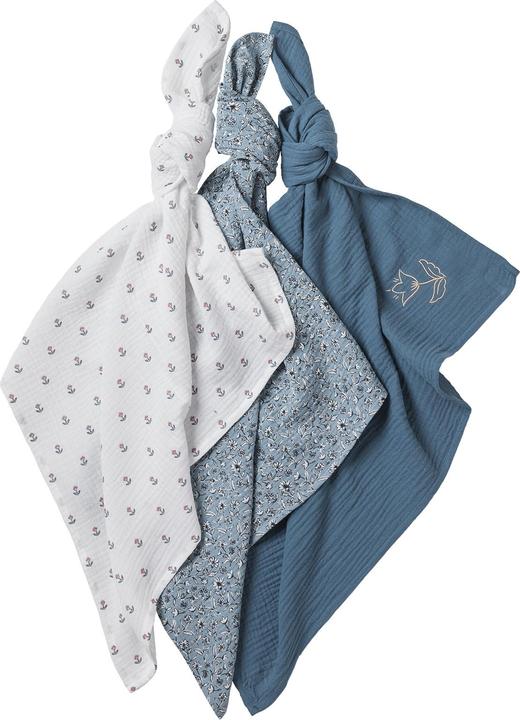 Actual product image Vertbaudet 3er-Pack Baby Wickeltücher INDIEN BLUME Oeko-Tex