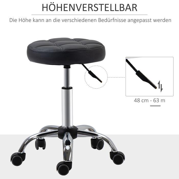 Image du produit Swisshandel24 Lot de 2 tabourets à roulettes réglables en hauteur pivotants 35,5 x 48-63 cm