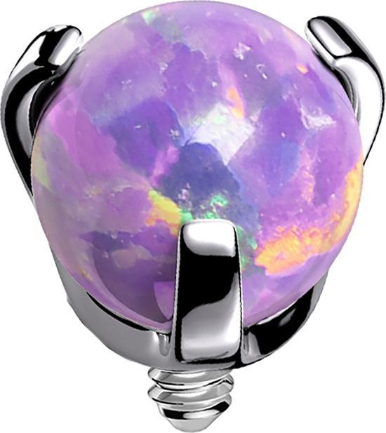 Star Piercing Dermal Anchor silber Kugel Opal violett gefasst (ohne Messing, Titan G23)
