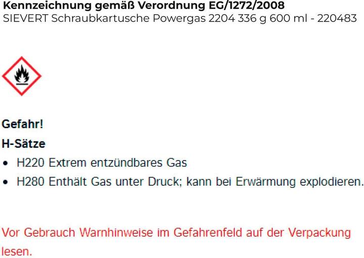 Produktbild Sievert Gaskanister Powergas 336 Gramm