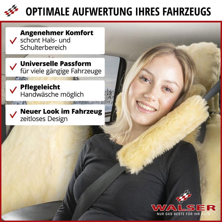 Actual product image Walser Belt pad Millie made of lambskin, 2 pieces car belt protector beige