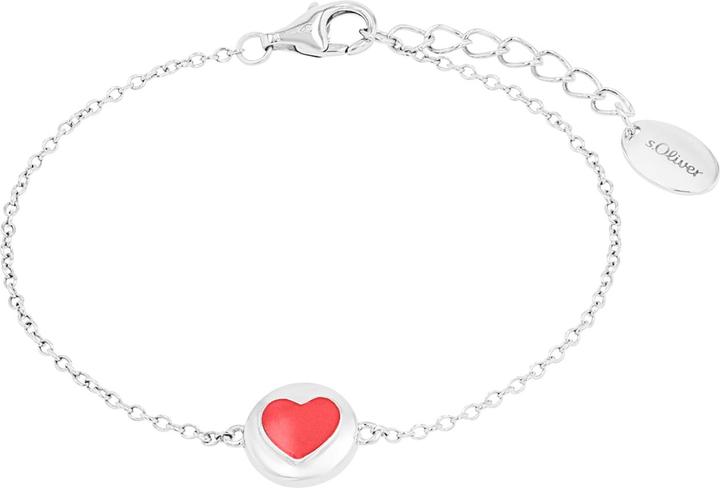 S.Oliver Armschmuck für Mädchen, 925 Sterling Silber | Herz (16 cm, Silber 925)