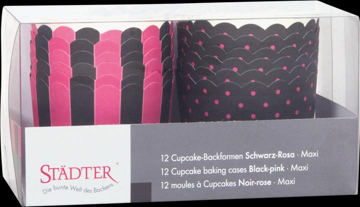 Immagine prodotto Städter Stampi per cupcake neri e rosa (6.50 cm)