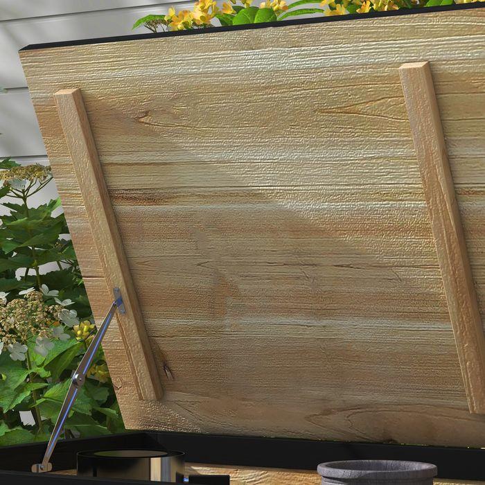 Produktbild Swisshandel24 Gartenbox Holz Auflagenbox 121L Aufbewahrungsbox mit Rollen, Wetterbeständige Aufbewahrungskiste für