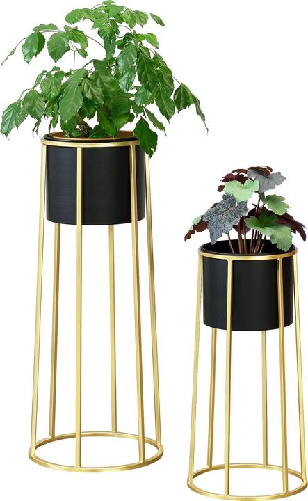 Produktbild En.Casa Blumentopf Ständer Macon 2-tlg. Schwarz-Goldfarben
