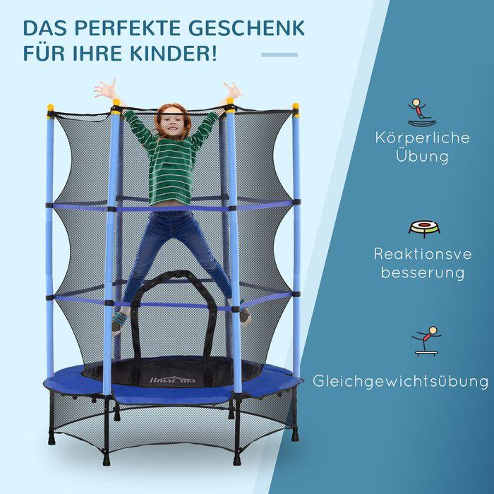 Produktbild Swisshandel24 Kinder Trampolin Ø140 cm, Trampolin für Kinder 3-10 Jahre, Gartentrampolin, blau (140 cm)