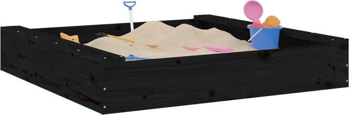 Image du produit VidaXL Sandkasten mit Sitzen Schwarz Quadratisch Massivholz