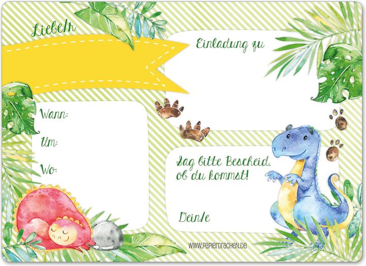 Produktbild Papierdrachen 12 Einladungskarten zum Geburtstag – Dinos (12 Stk.)