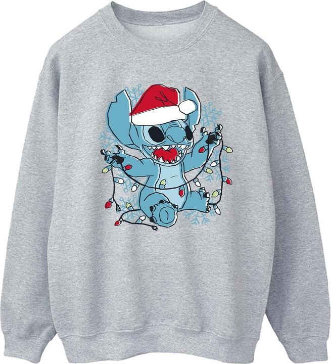 Actual product image Disney Womens/Ladies Lilo And Stitch Christmas Lights Sketch Sweatshirt (M)