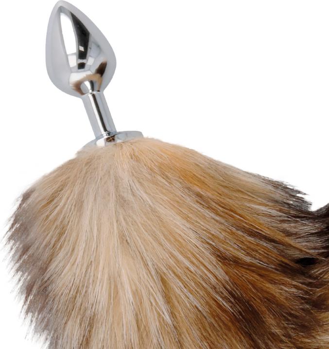 Actual product image Darkness Metal Anal Plug with Brown Cock