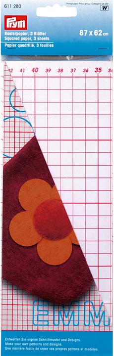 Image du produit Prym Papier tramé, blanc/rouge 62 x 87 cm, carte 3 pcs.