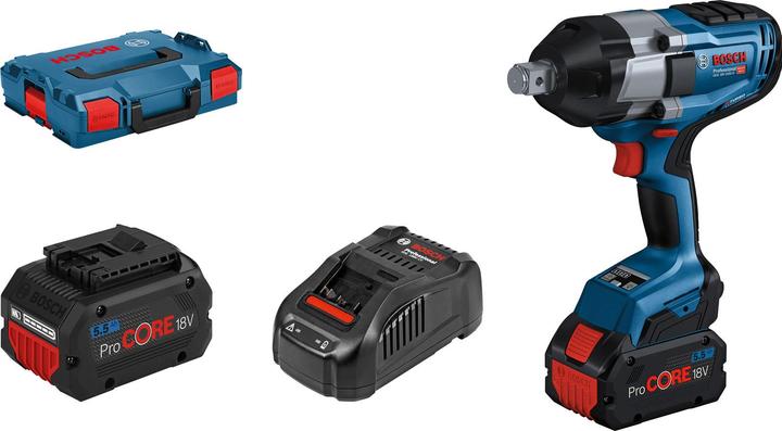 Bosch Professional Visseuse à chocs sans fil GDS 18V-1050 H, 2 batteries ProCORE18V 5.5Ah, chargeur, L-BOXX (Fonctionnement sur batterie)