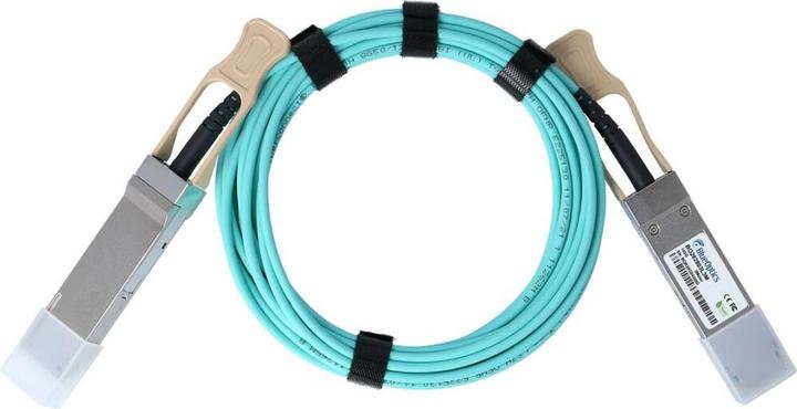 Actual product image BlueOptics 10437-BO. Cable length: 20 m, Connector 1: QSFP28, Connector 2: QSFP28. Weight: 150 g, Package