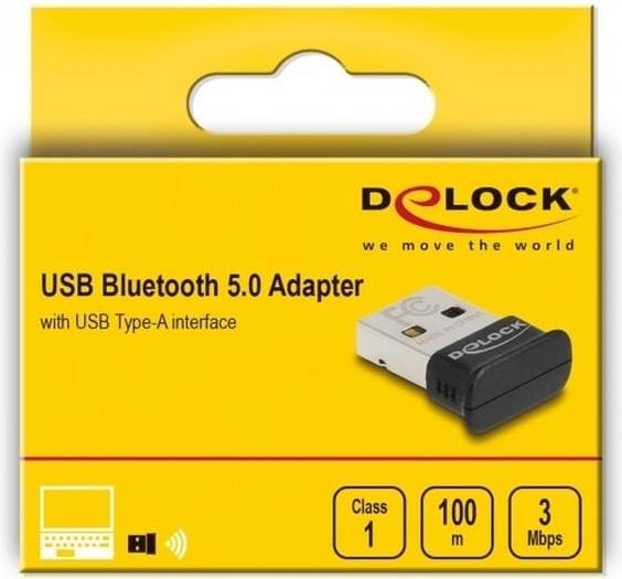 Actual product image Delock USB Bluetooth 5.0 Adapter Class 1 in Micro Design (Transmitter & Receiver)