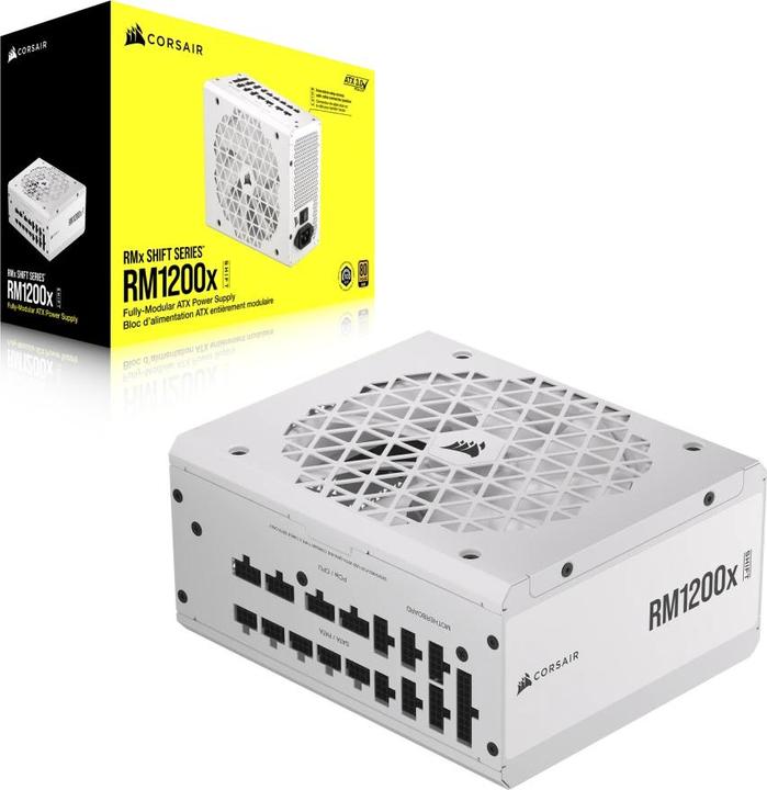 Actual product image Corsair RMx Shift White Series, RM1200x Shift White, 1200 Watt, 80 PLUS GOLD Certified, Fully Modular Power (1200 W)