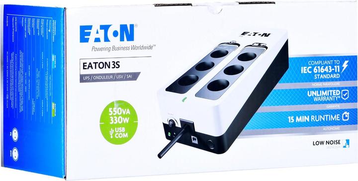 Produktbild Eaton 3S550F Unterbrechungsfreie Stromversorgung (USV) Standby (Offline) 550 VA 6 AC-Ausgänge (550 VA, 330 W, Standby USV)