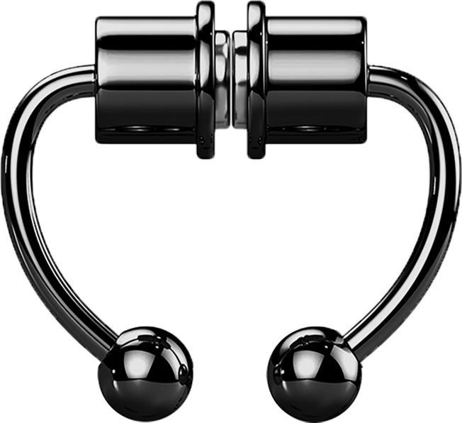 Produktbild Star Piercing Fake Septum Magnet schwarz Circular Barbell mit zwei Kugeln (1.0 mm, Chirurgenstahl 316L)