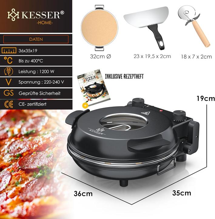 Produktbild Kesser Pizza-Ofen mit feuerfester Steinplatte & Timer
