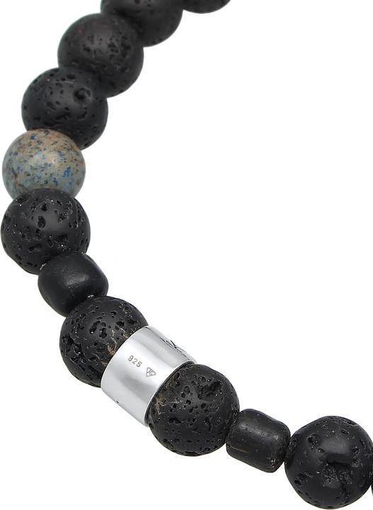 Actual product image Kuzzoi Bracelet Men Lava Agate Gemstone Bead 925 Silver (19 cm, Glass, Lava, Agate, Plastic)