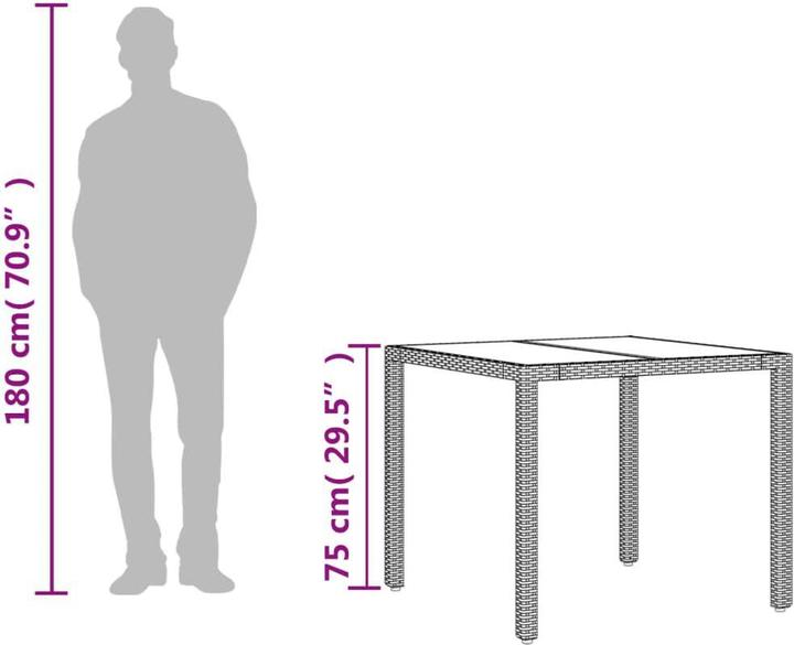 Produktbild VidaXL Gartentisch mit Glasplatte (90 cm)