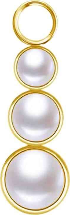 Star Piercing Anhänger vergoldet drei Perlen weiss (ohne Messing, Chirurgenstahl 316L)