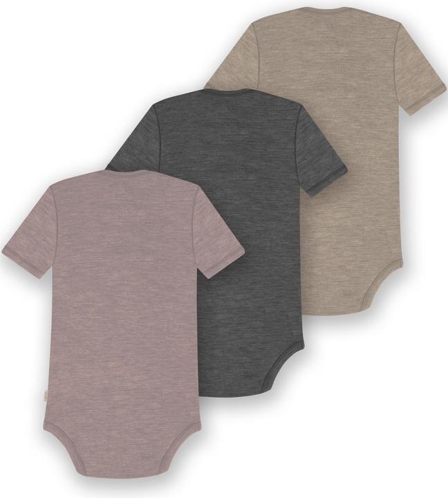 Actual product image Normani Set of 3 baby merino bodysuit short sleeves "Tauranga" - 9299 (74)