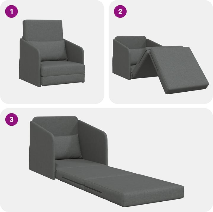 Actual product image VidaXL Floor sofa bed 2-in-1 dark grey 65x80x83 cm fabric (2 person sofa)