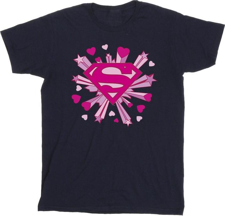 Superman Pink Hearts And Stars Logo TShirt Jungen