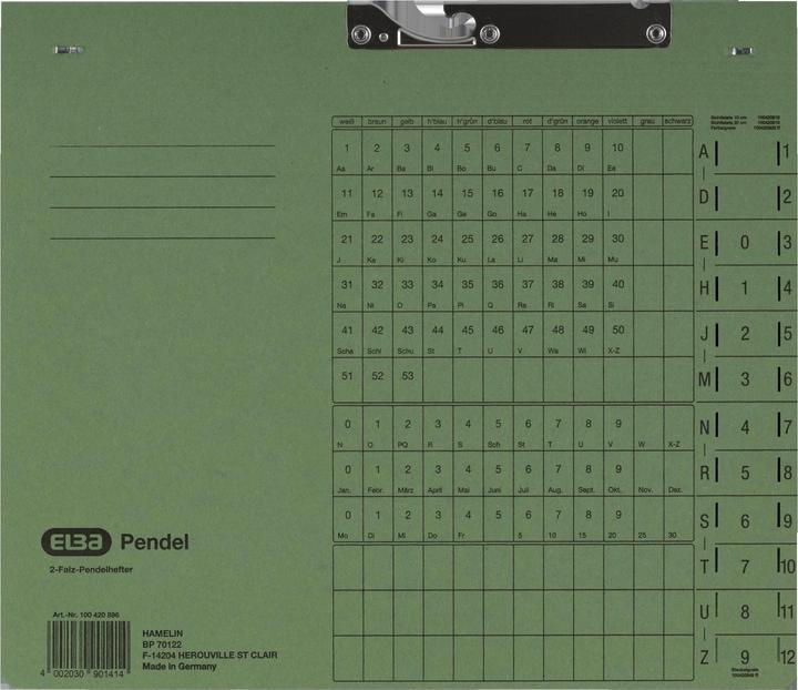 Produktbild Elba Zweifalz-Pendelhefter, DIN A4, Manilakarton, grün (A4, 1 x)