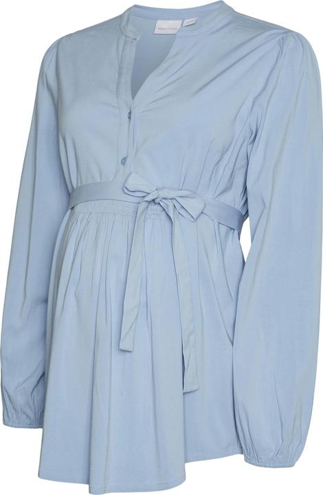 Mamalicious Normal geschnitten Mandarin Kragen Elastische Bündchen Ballonärmel Top Bluse (L)