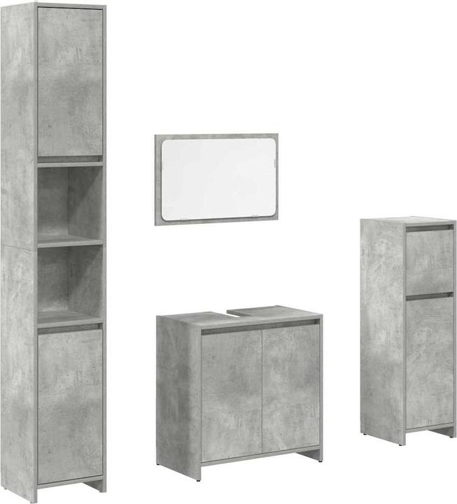 VidaXL 4-tlg. Badmöbel-Set Betongrau Holzwerkstoff Badmöbelset