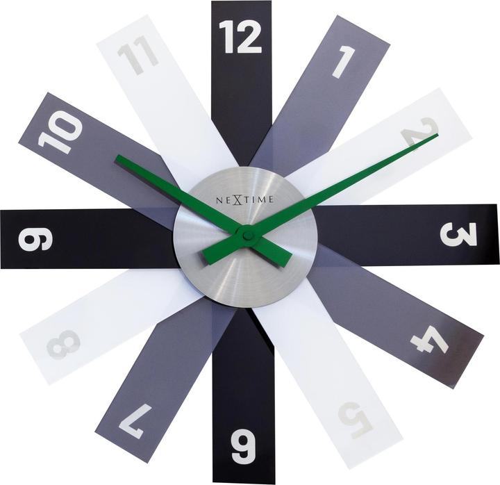 Produktbild Nextime Wanduhr Plexi Ø 40 cm, Grau/Schwarz/Weiss (40 cm)