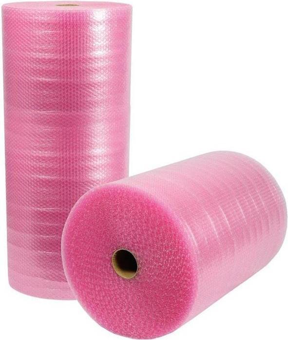 Produktbild Transpak Luftpolsterfolie Breite 1000mm Länge 50m 3-lagig rosa antistatisch
