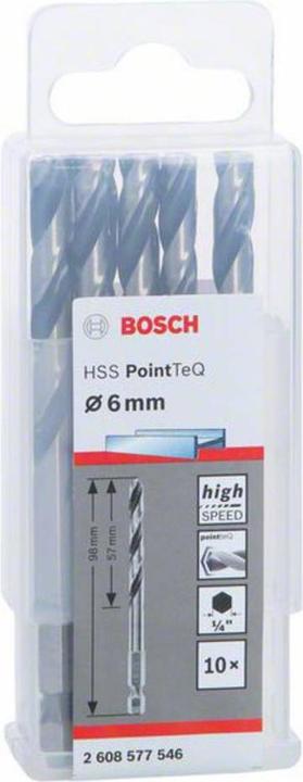 Image du produit Bosch Professional Zubehör HSS PointTeQ Forets hexagonaux 6,0 mm, 10 pcs. (6 mm)